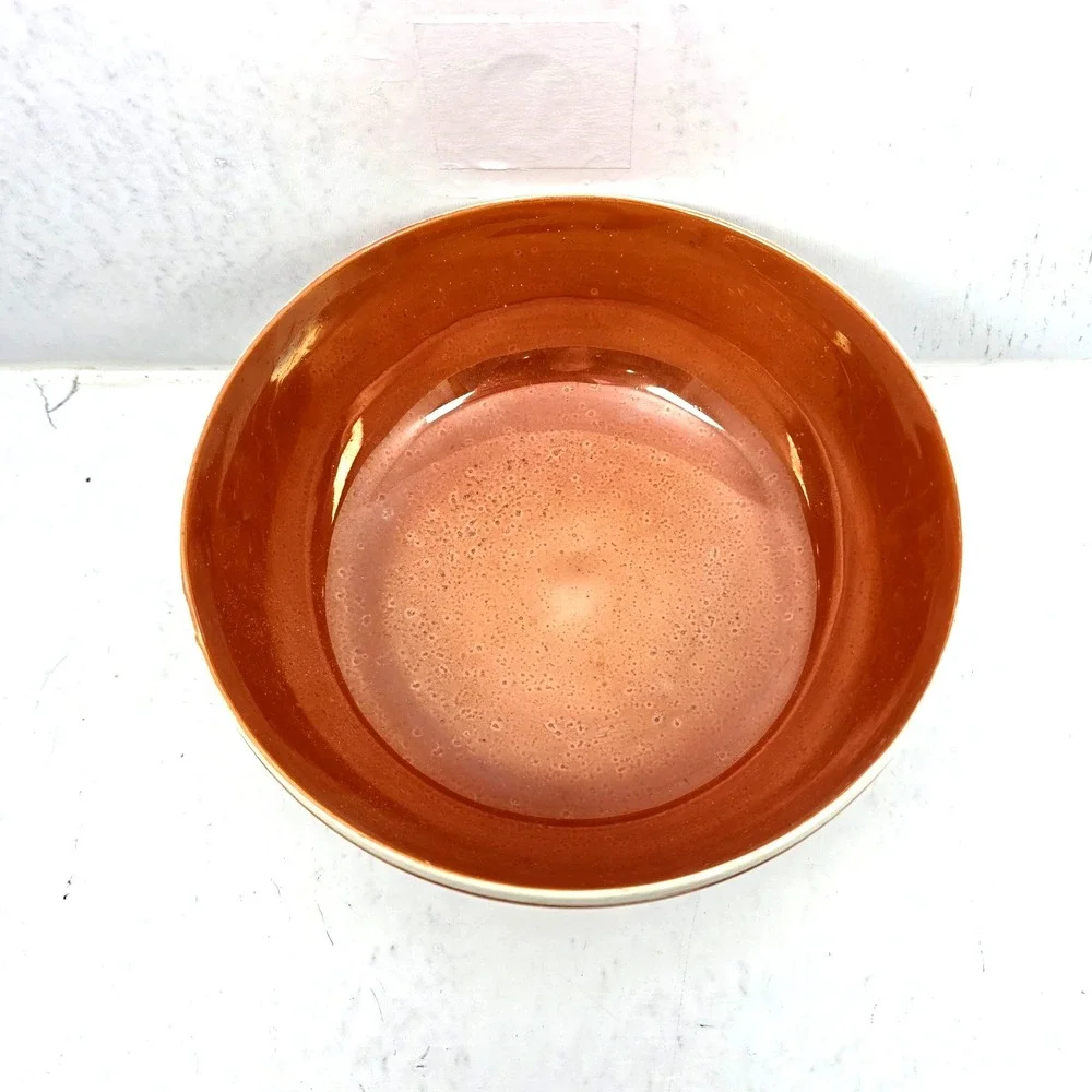 Antique 1915 Moorcroft Orange Luster Glaze Ribbed Pottery Bowl England 8 inch‎